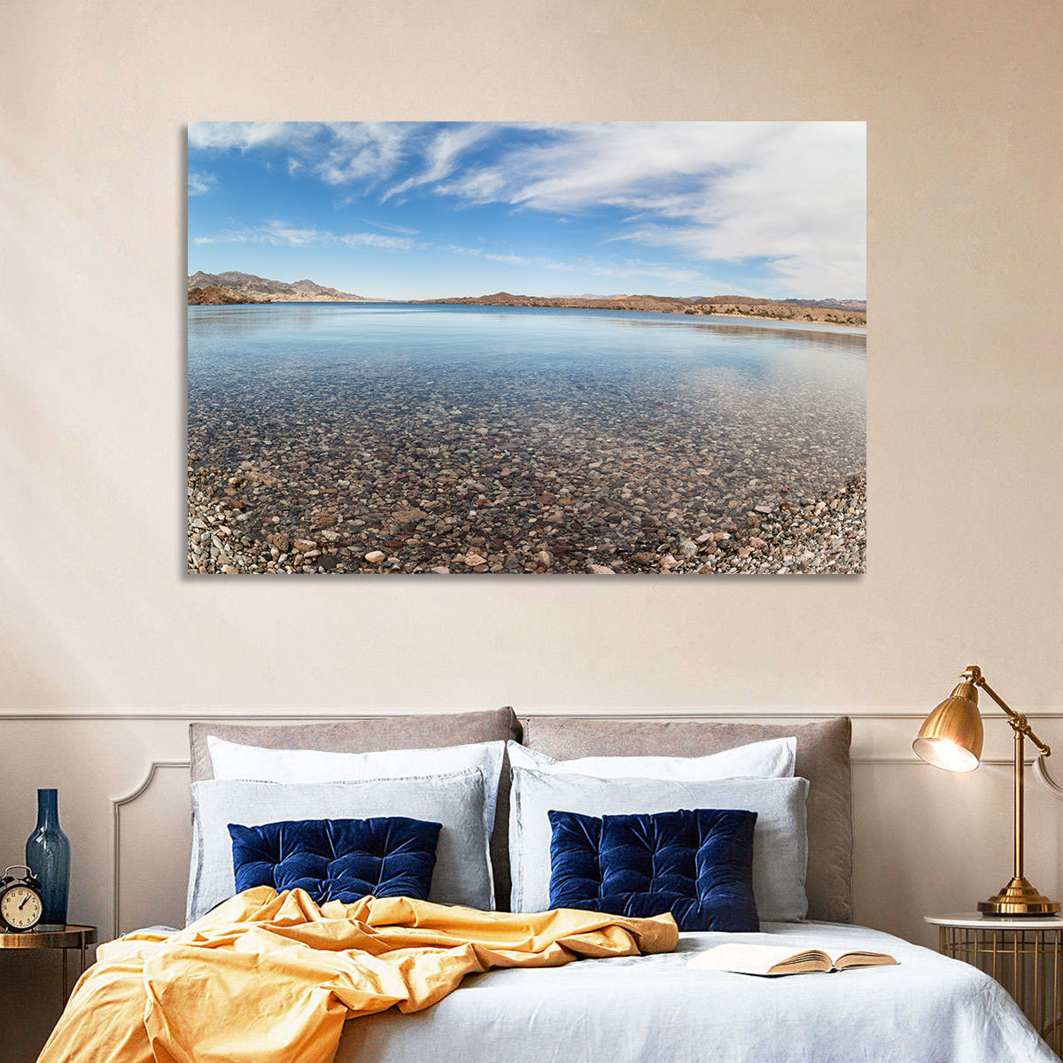 Lake Mohave Shoreline Wall Art in a room, landscape