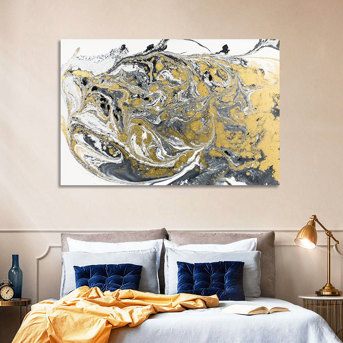 Golden Liquid Abstract Wall Art