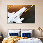 Commercial Jet Takeoff at Sunset Wall Art