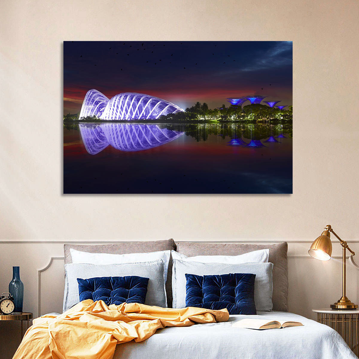 Gardens by the Bay Night Reflection Wall Art