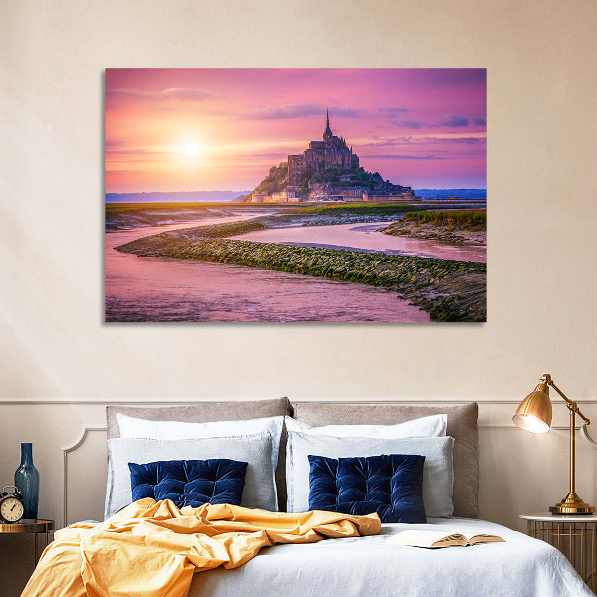 Mont Saint-michel Sunset Wall Art in a room, landscape