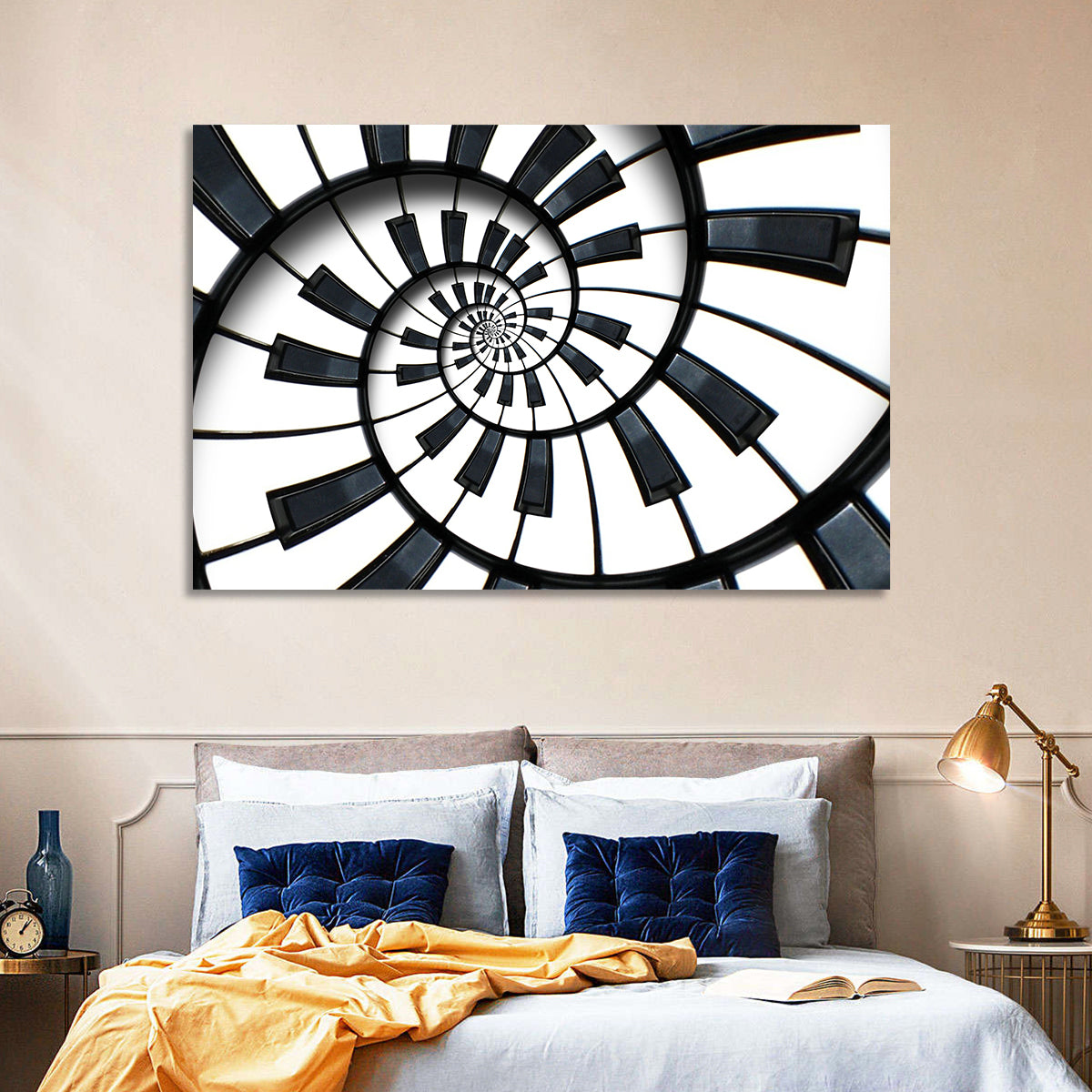 Recursive Spiral Piano Keys Wall Art