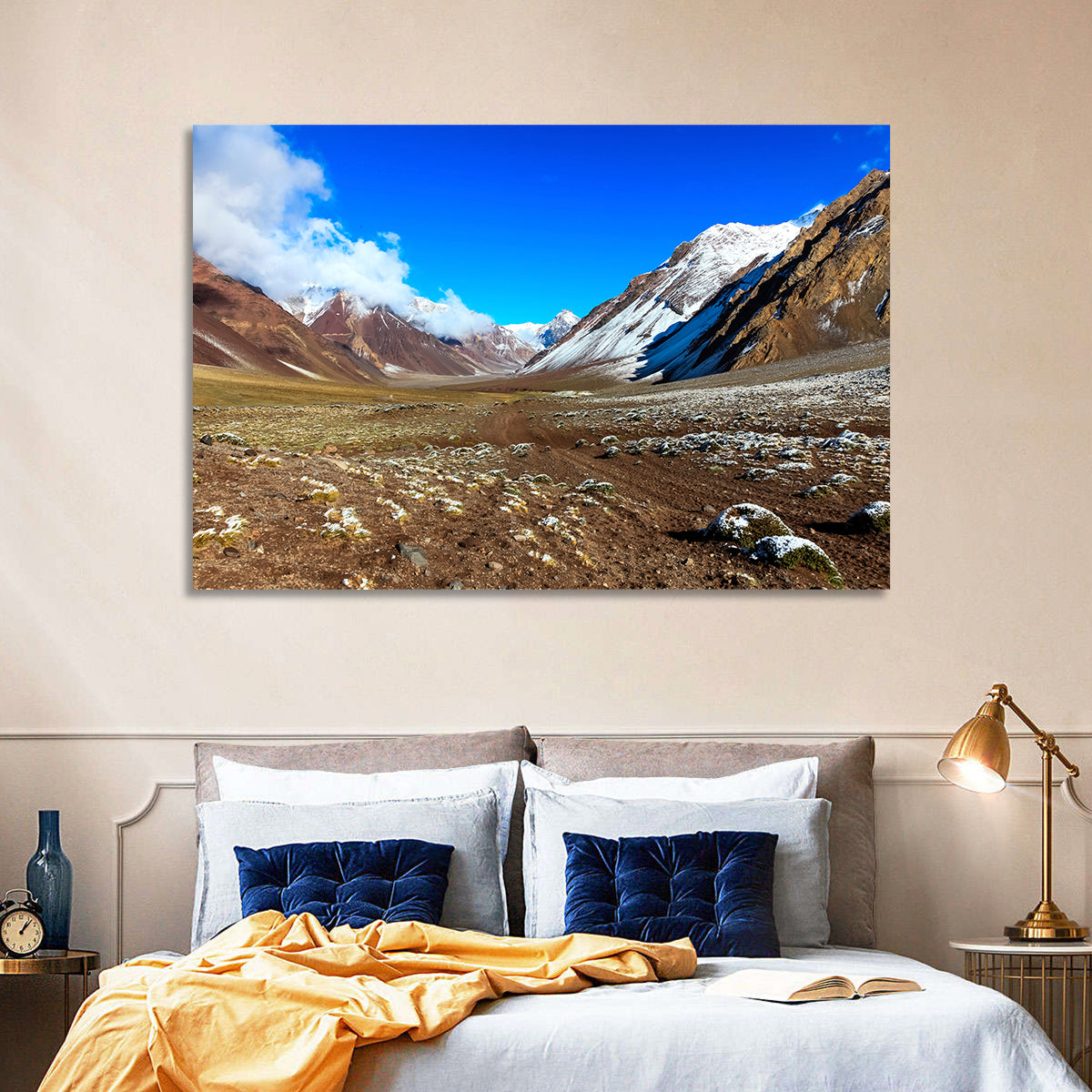 Mount Aconcagua Valley View Wall Art in a room, landscape