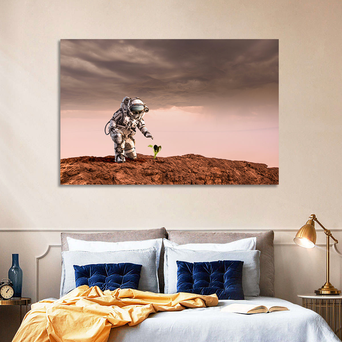 Martian Seedling Concept Wall Art in a room, landscape