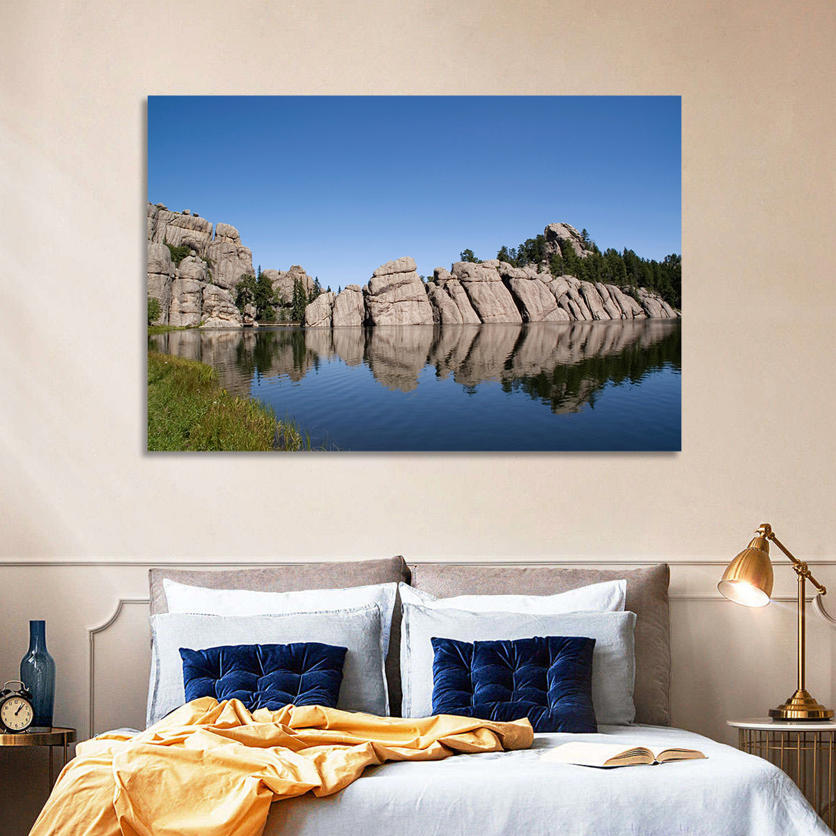 Sylvan Lake Reflection Wall Art in a room, landscape