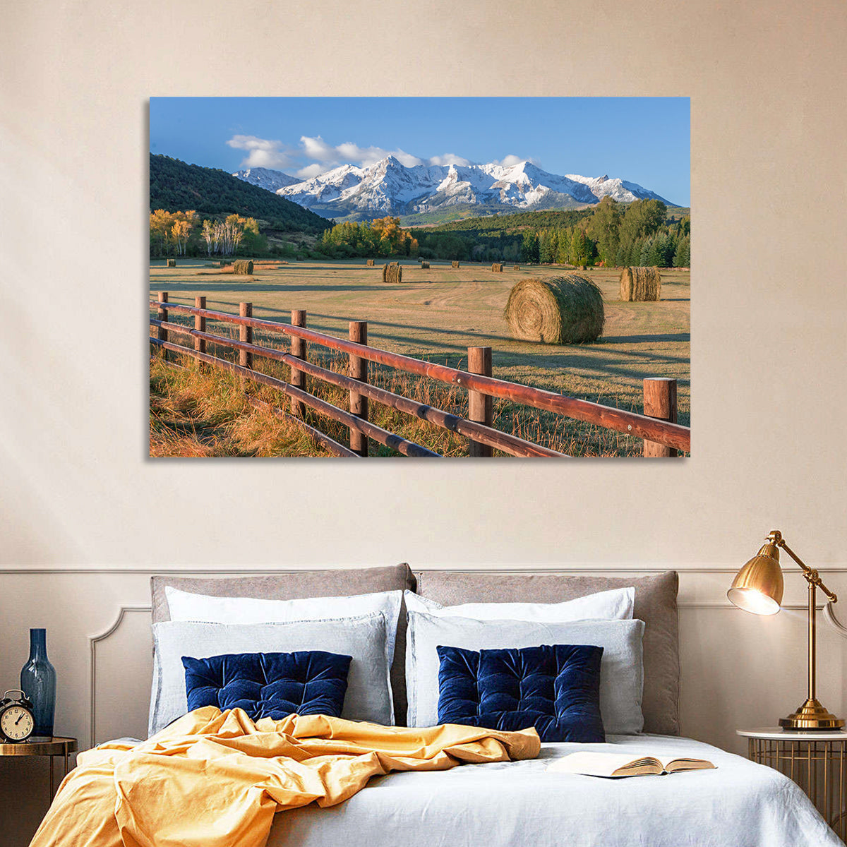 Colorado Hay Bales Wall Art in a room, landscape