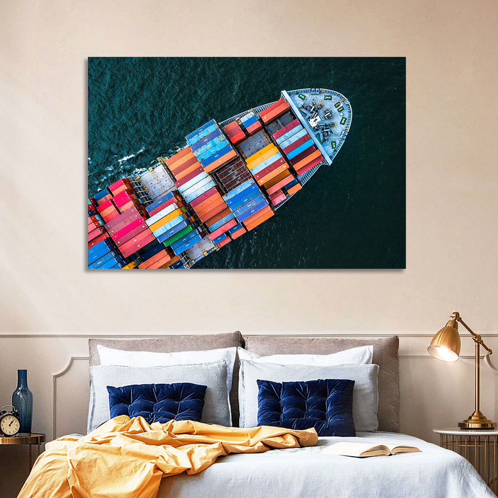 Container Ship Aerial View Wall Art