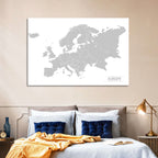 Gray Europe Outline Map Wall Art