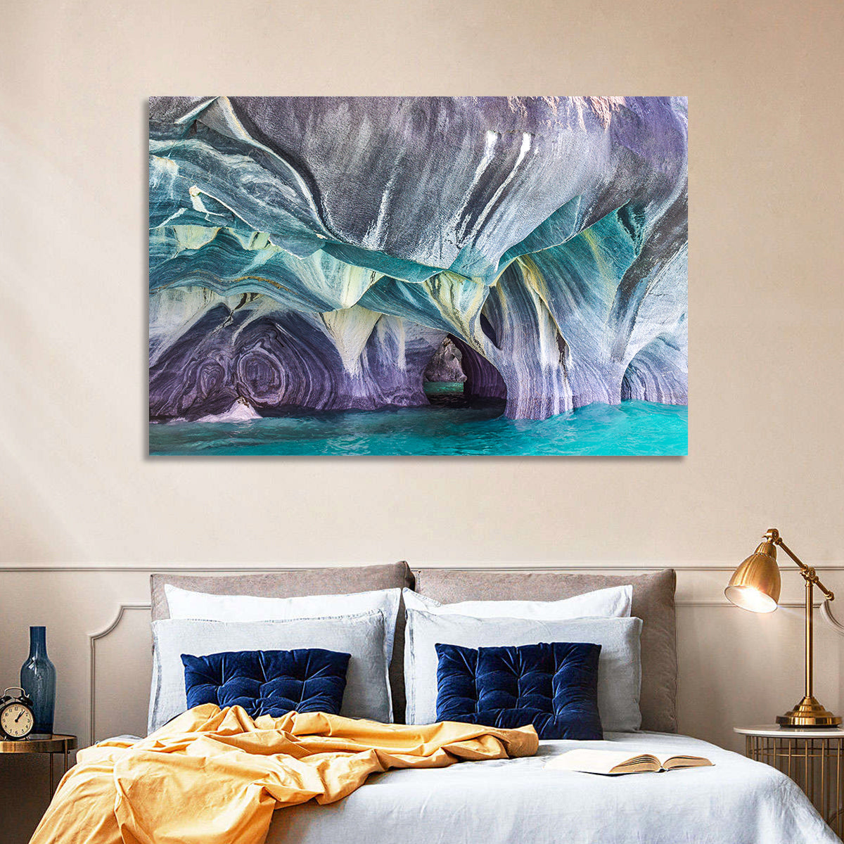Marble Caves of Lake General Carrera Wall Art in a room, landscape