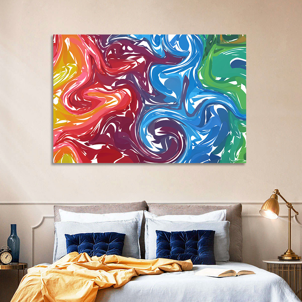 Marbled Color Flow Abstract Wall Art