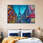 Rainy Paris Street with Eiffel Tower Wall Art