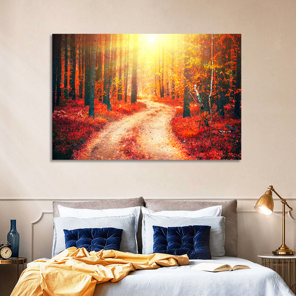 Golden Path Through Autumn Woods Wall Art