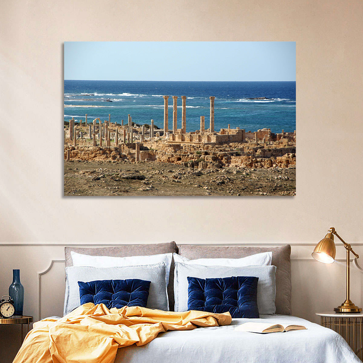 Leptis Magna Coastal Ruins Wall Art in a room, landscape