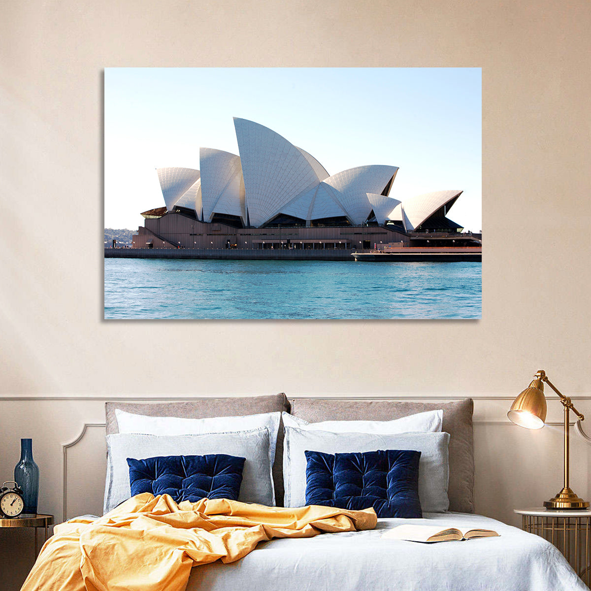 Sydney Opera House Harbor View Wall Art in a room, landscape