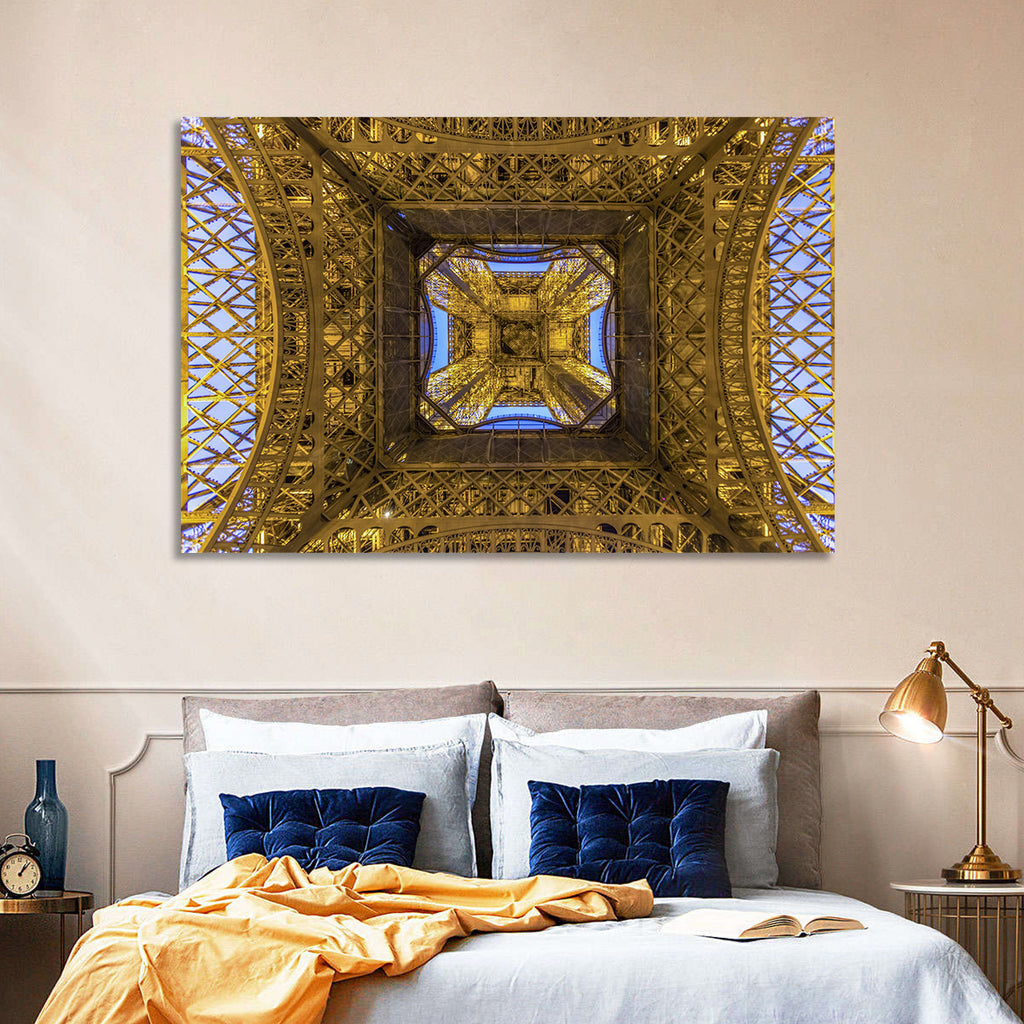 Eiffel Tower Lattice at Dusk Wall Art