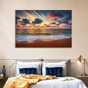 Cloudy Beach Sunrise Wall Art