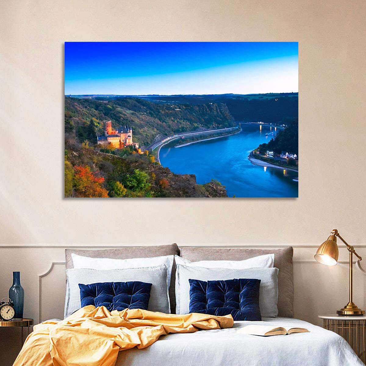 Rhine Valley at Dusk Wall Art in a room, landscape