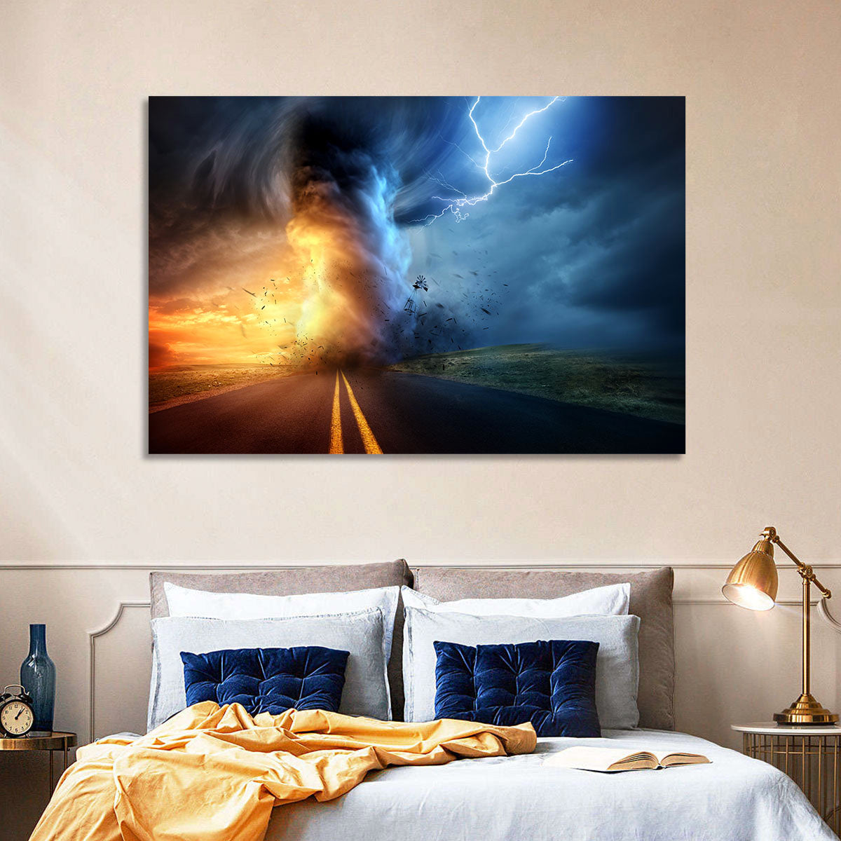 Road to a Twisting Tornado Wall Art in a room, landscape