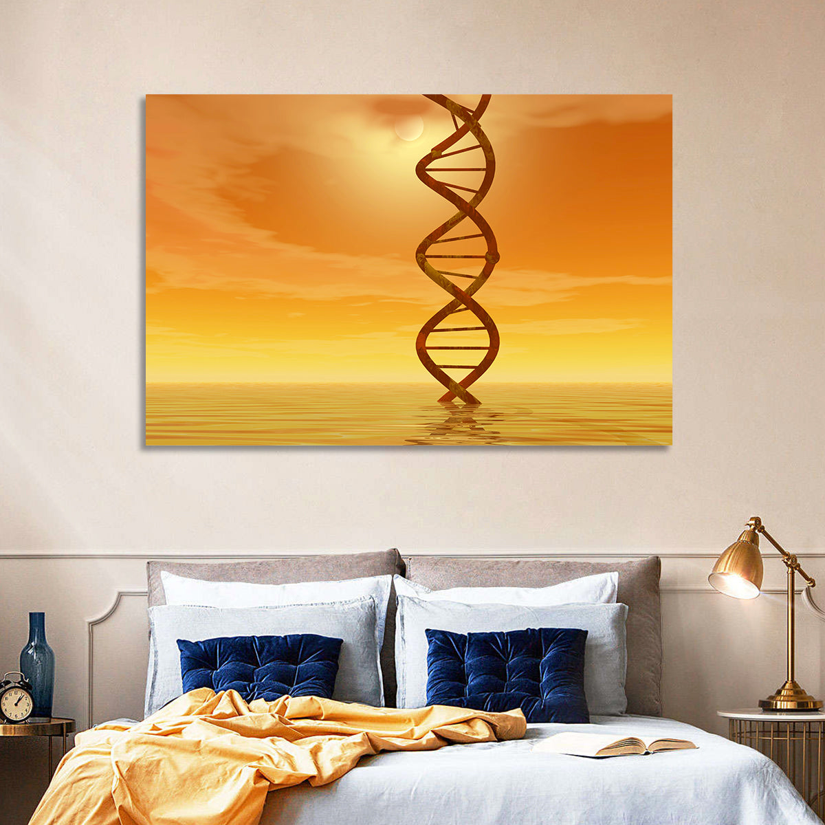 Dna Helix at Sunset Wall Art in a room, landscape
