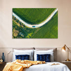 Aerial Farm Fields at Golden Hour Wall Art
