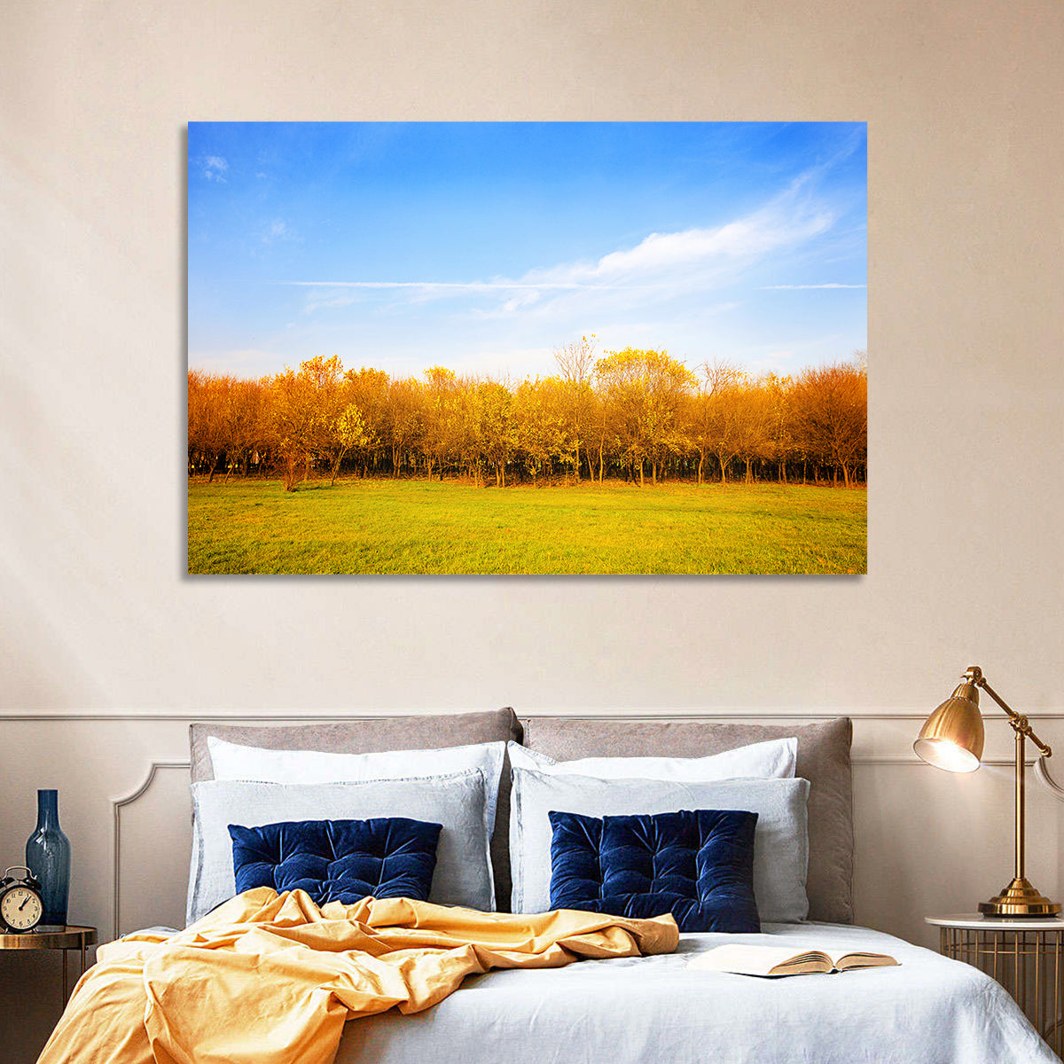 Autumn Forest Meadow Wall Art in a room, landscape