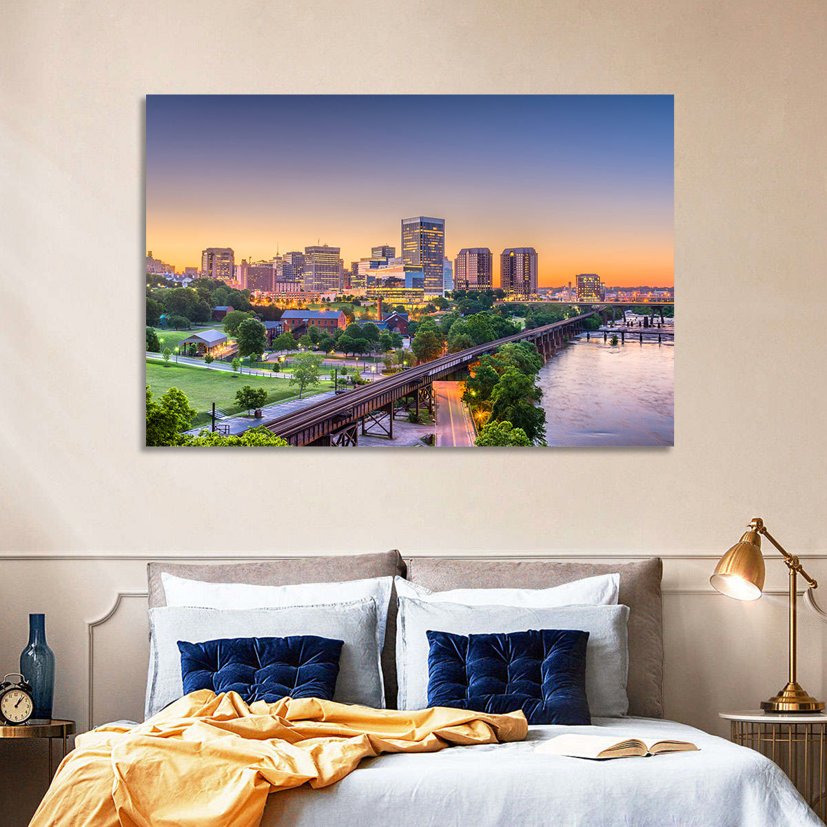 Richmond Skyline at Golden Hour Wall Art in a room, landscape