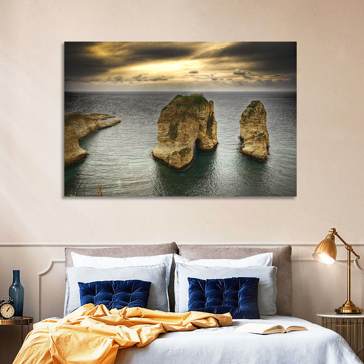 Pigeon Rocks, Raouché Wall Art in a room, landscape