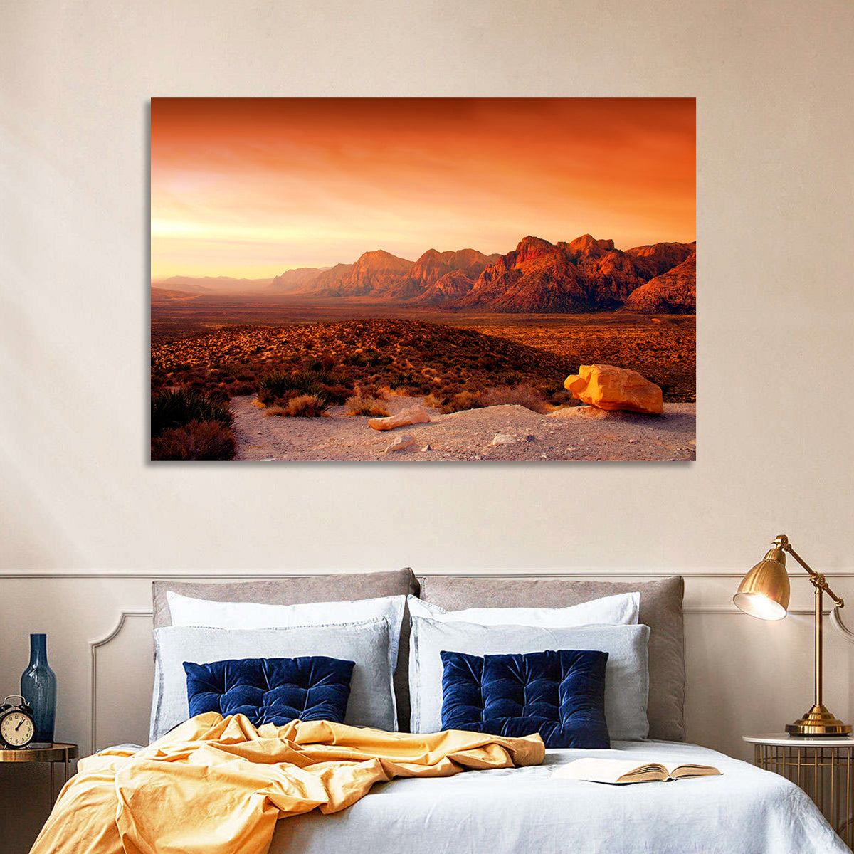 Red Rock Canyon Sunset Wall Art in a room, landscape