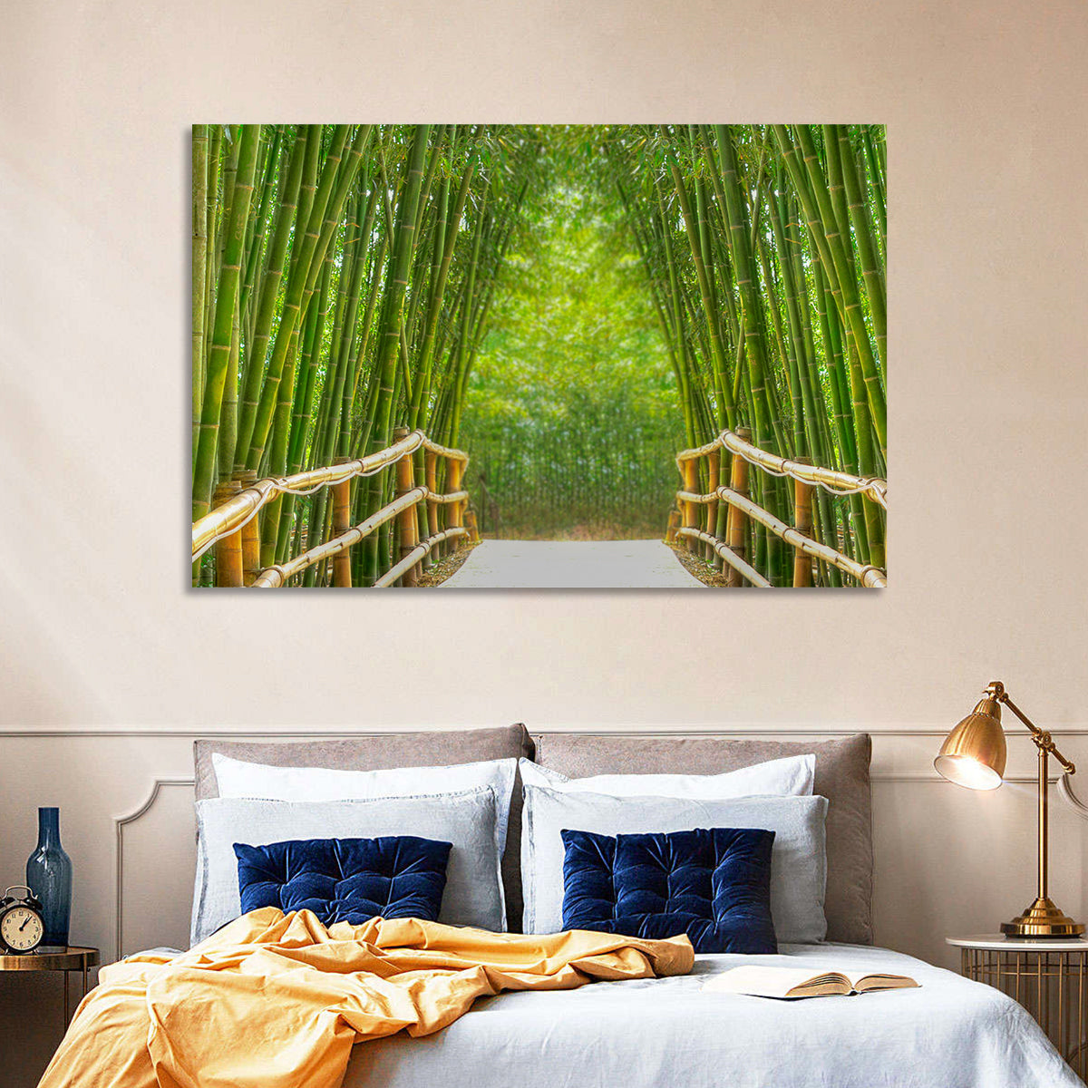 Bamboo Alley Wall Art in a room, landscape