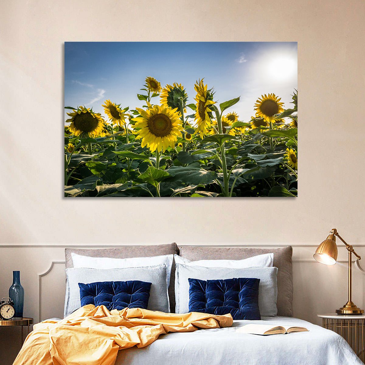 Backlit Sunflower Field Wall Art