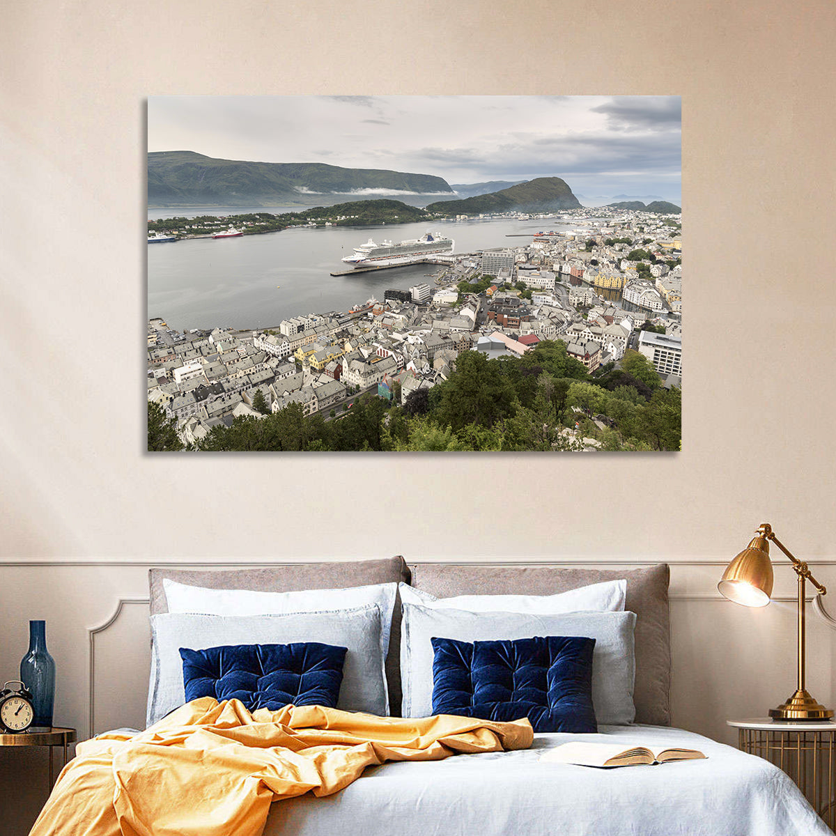 Alesund Harbor Cityscape Wall Art