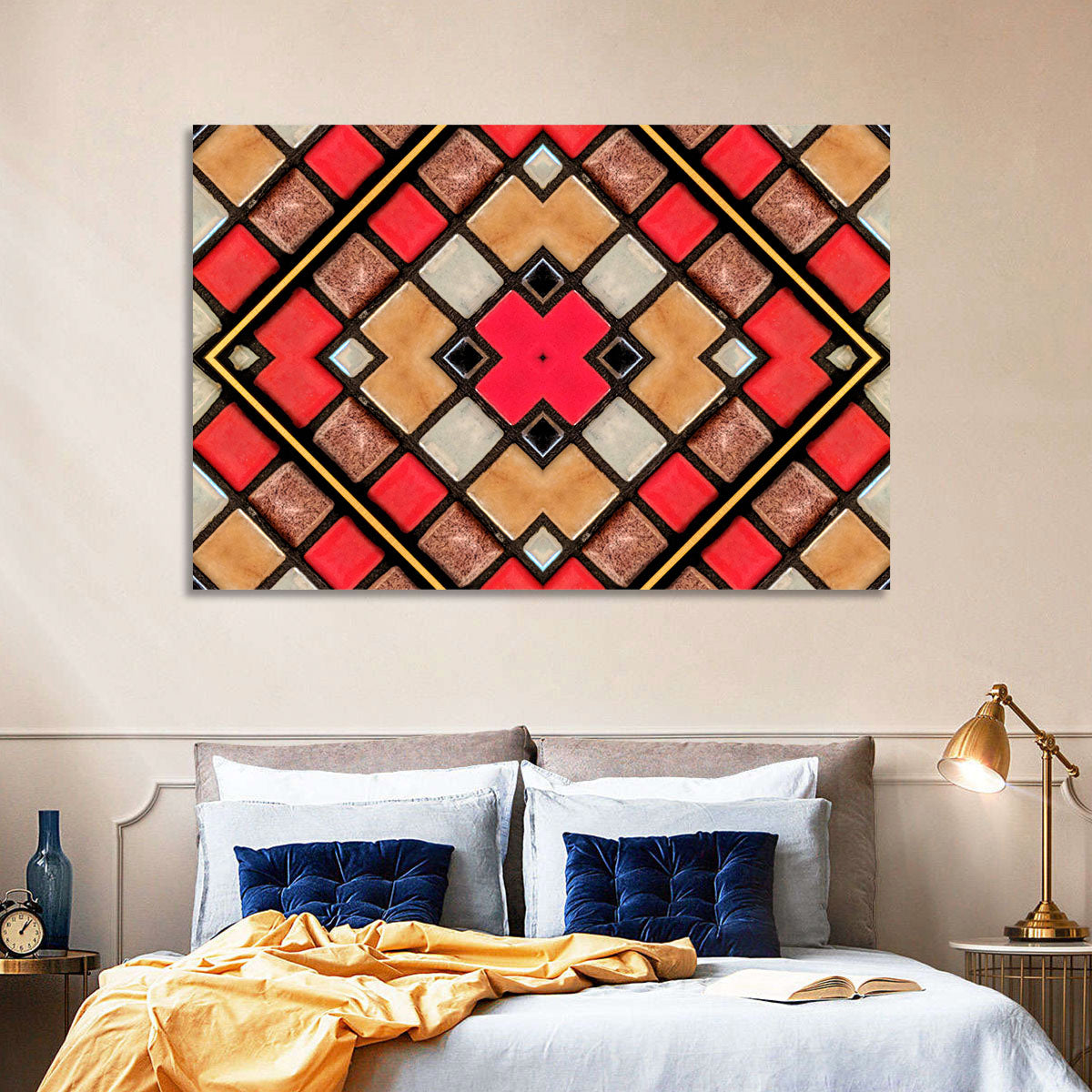 Connected Blocks Wall Art in a room, landscape
