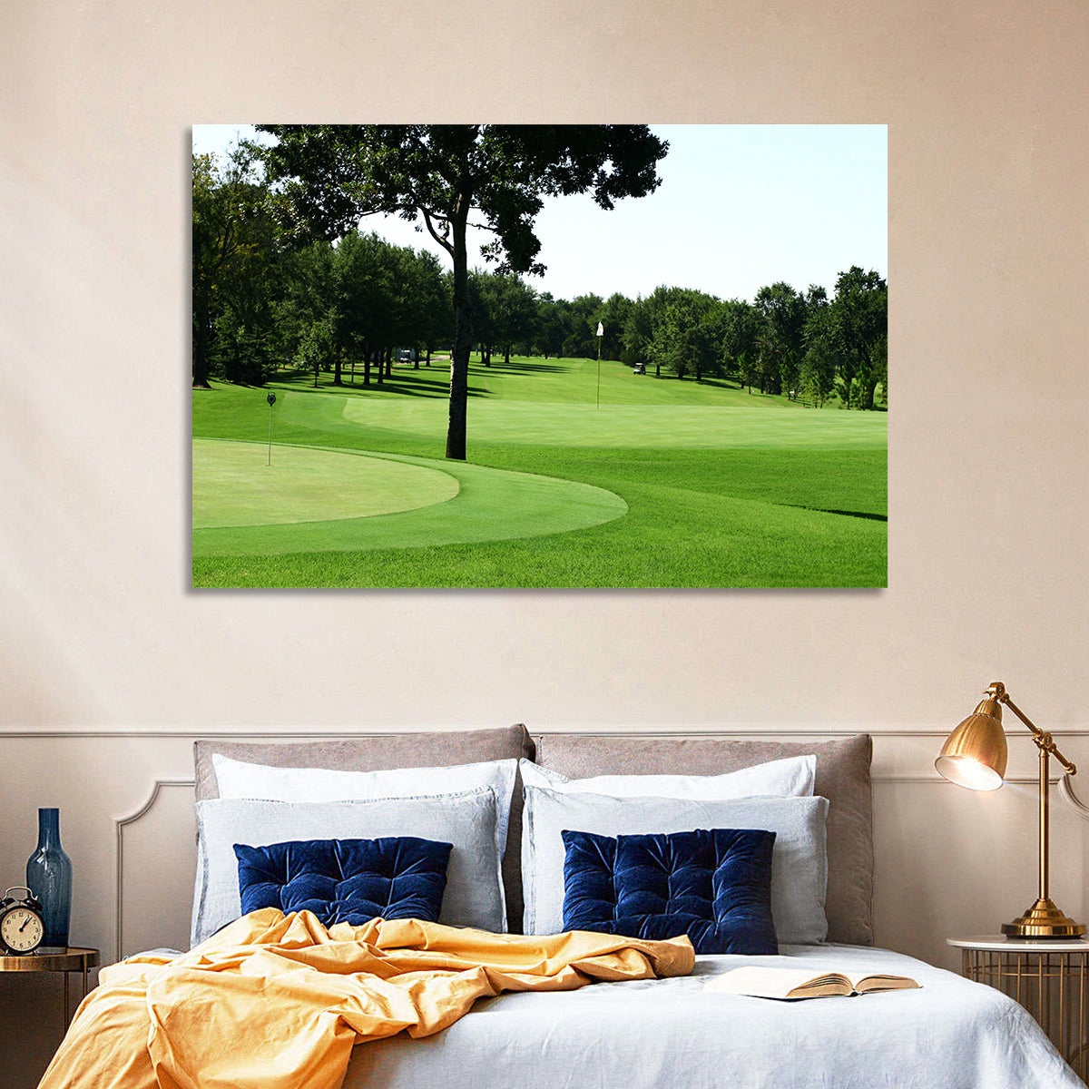 Oklahoma Golf Course Greens Wall Art in a room, landscape