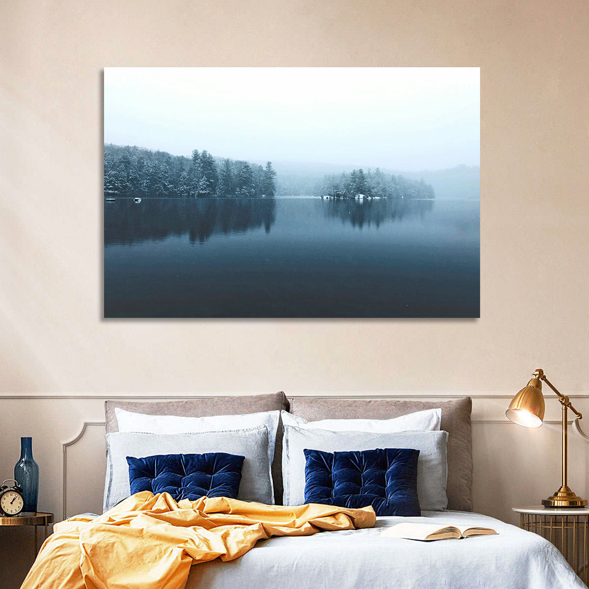 Burr Pond Winter Reflection Wall Art in a room, landscape