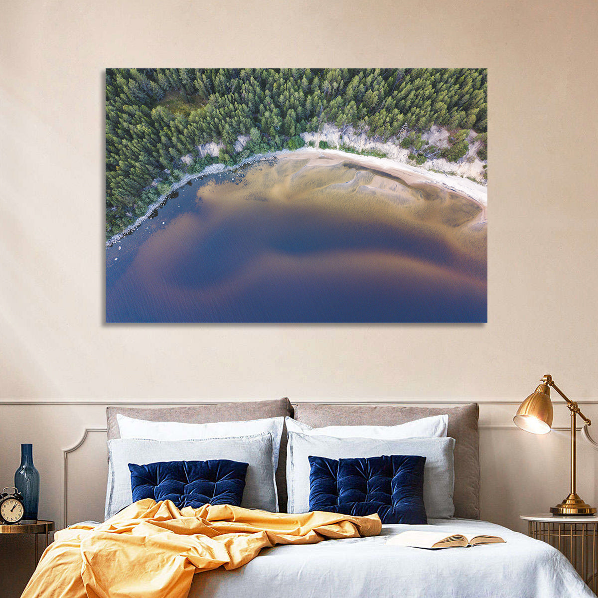 Lake Onega Shoreline Wall Art in a room, landscape