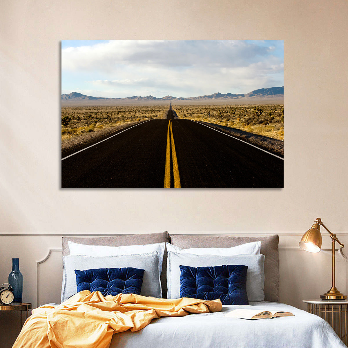 Nevada Desert Highway Wall Art in a room, landscape