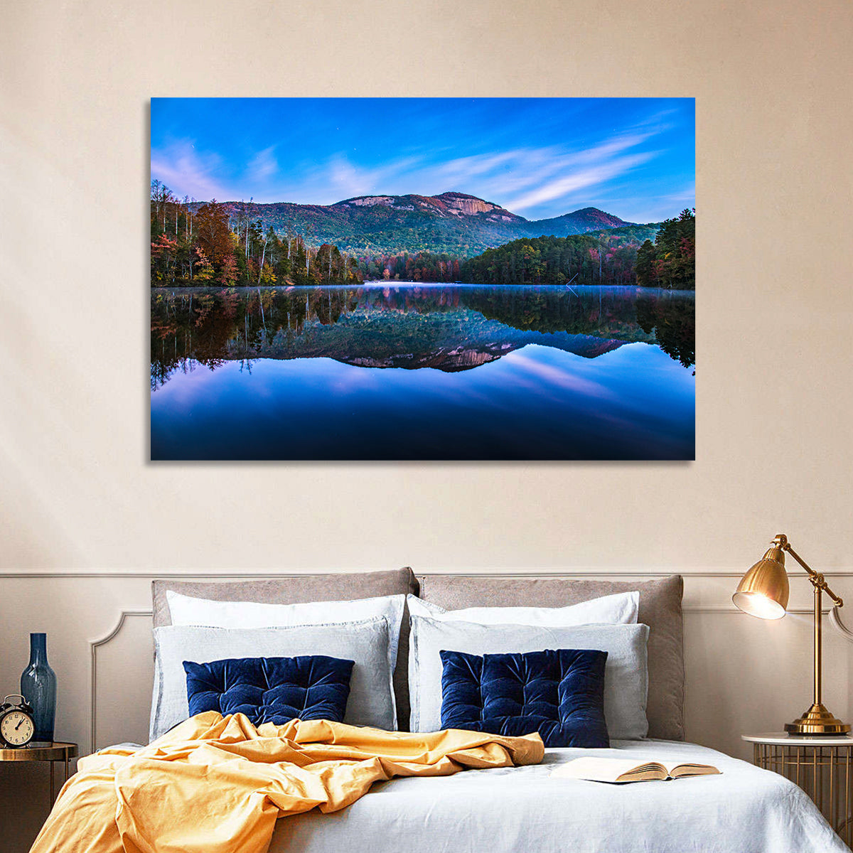 Pinnacle Lake Reflection Wall Art in a room, landscape