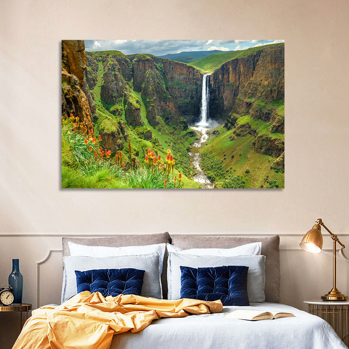 Maletsunyane Falls with Torch Lilies Wall Art