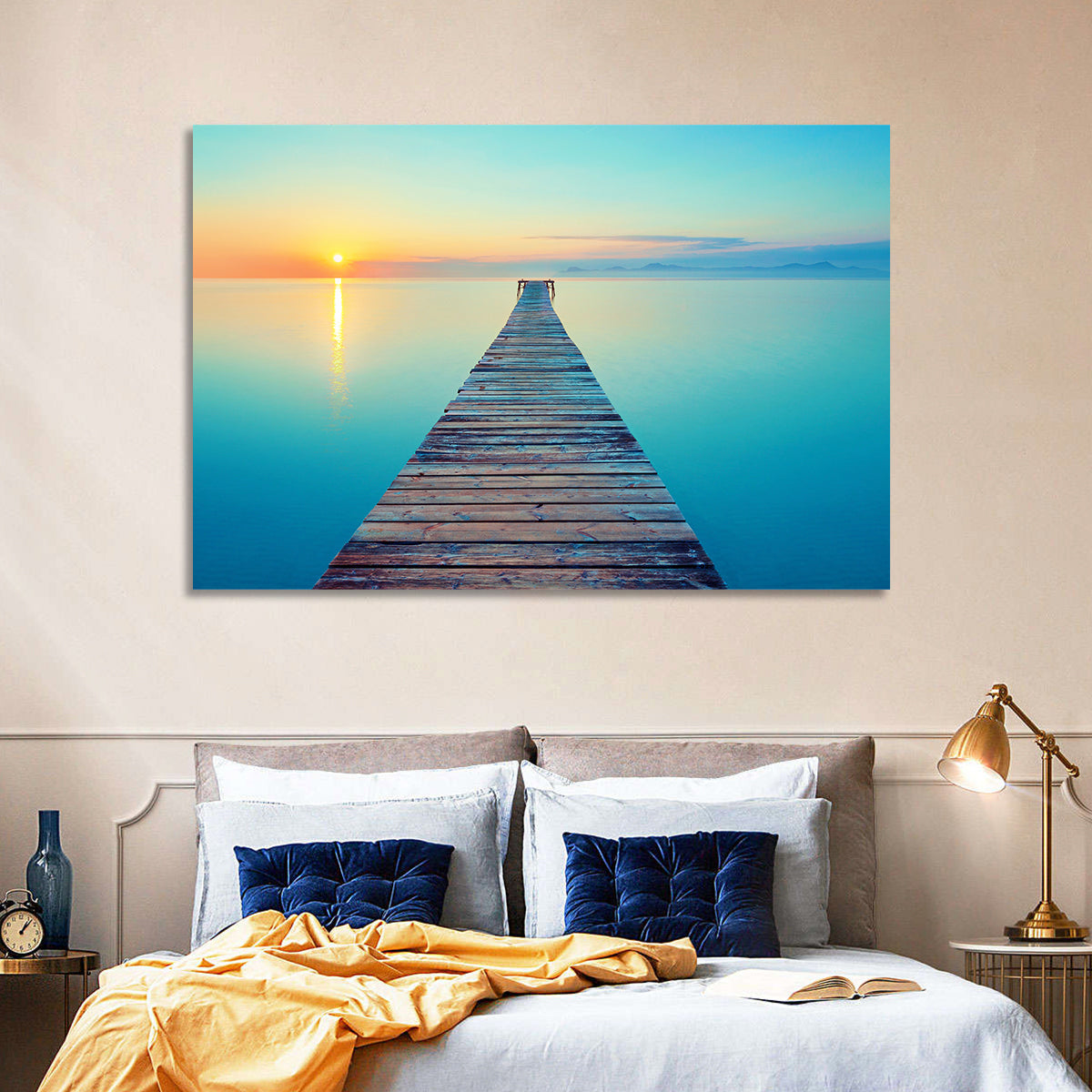 Wooden Footbridge at Sunset Wall Art