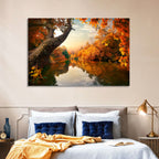 Golden Autumn River Reflections Wall Art