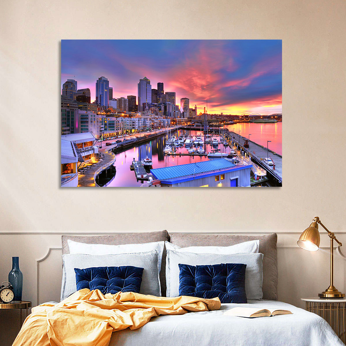 Seattle Skyline at Sunset Wall Art