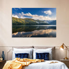 Golden Mist Mountain Lake Wall Art