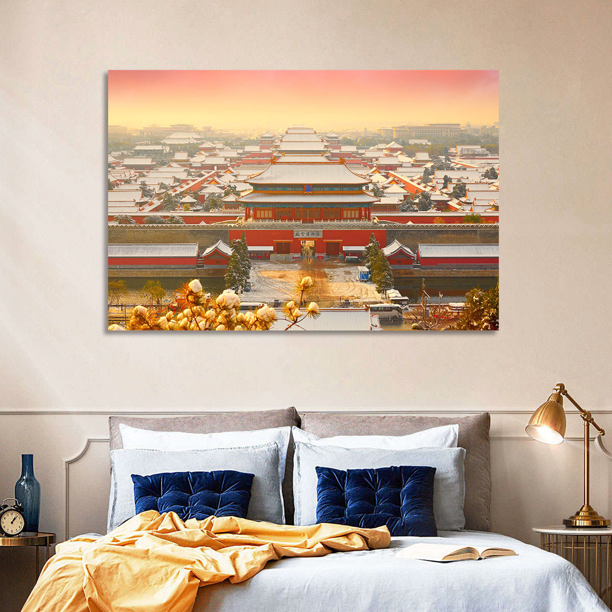 Forbidden City Gateway at Golden Hour Wall Art in a room, landscape