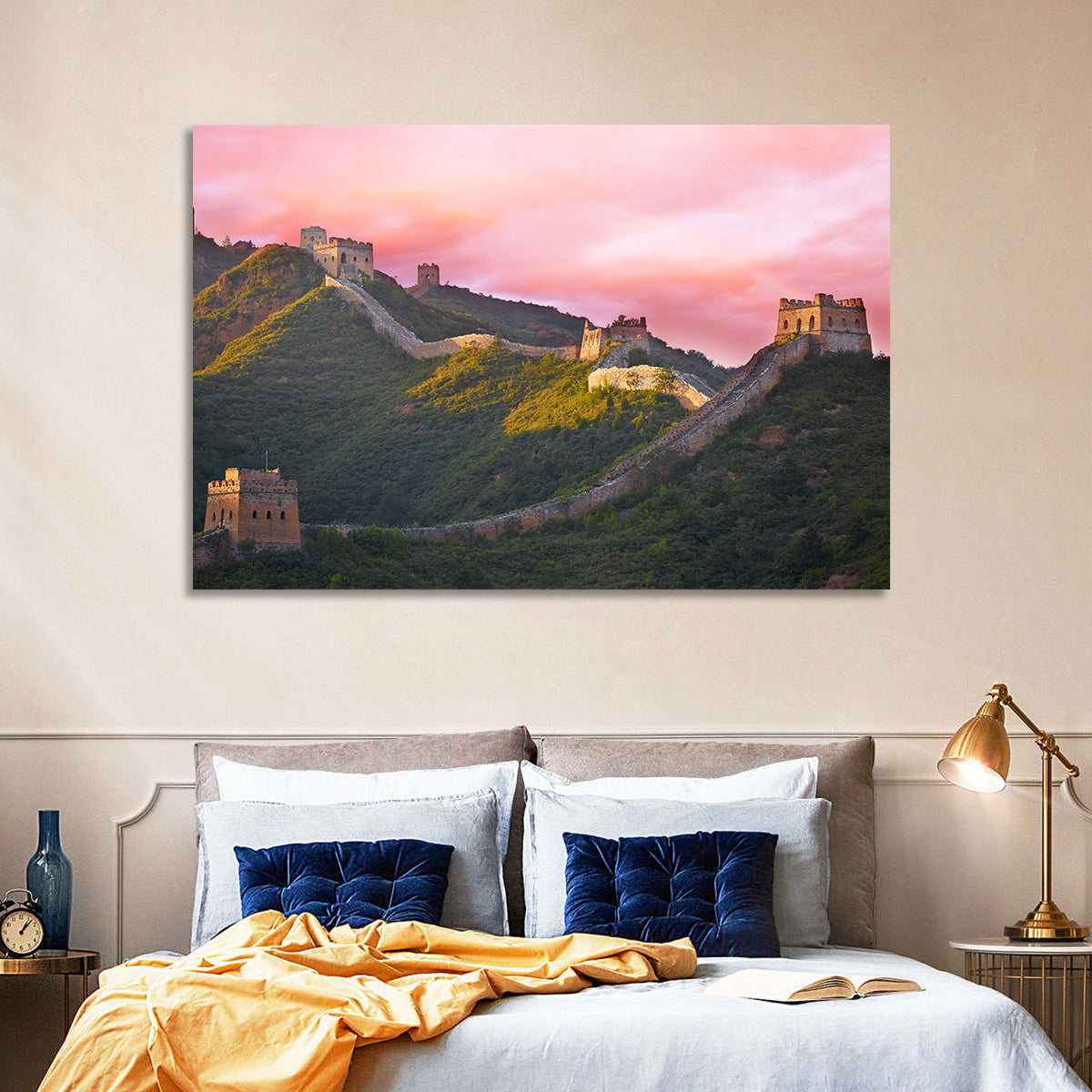 Great Golden Hour Watchtowers Wall Art in a room, landscape