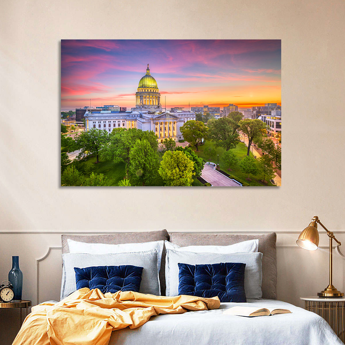 Madison State Capitol at Dusk Wall Art