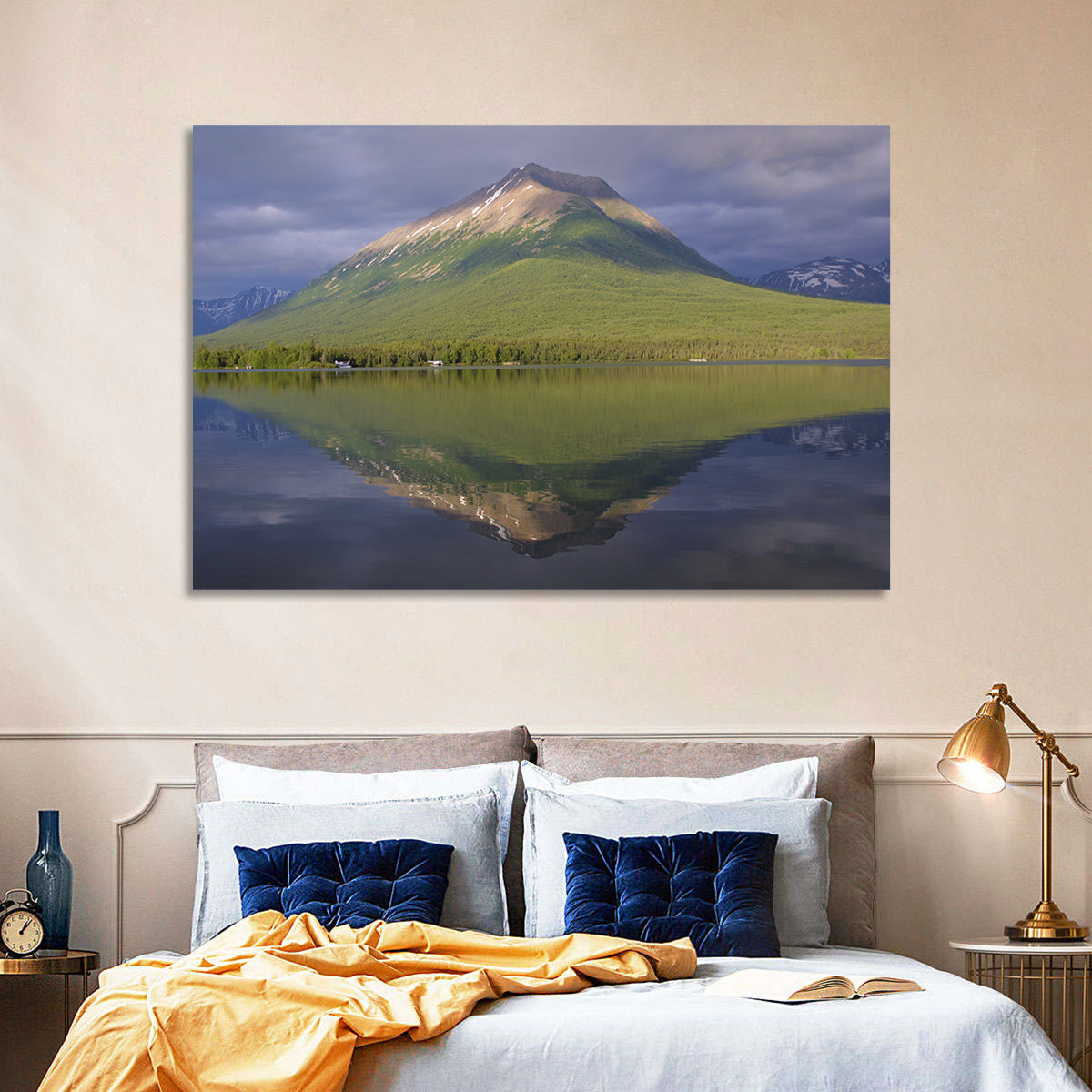 Mount Tanalian from Lake Clark Wall Art in a room, landscape