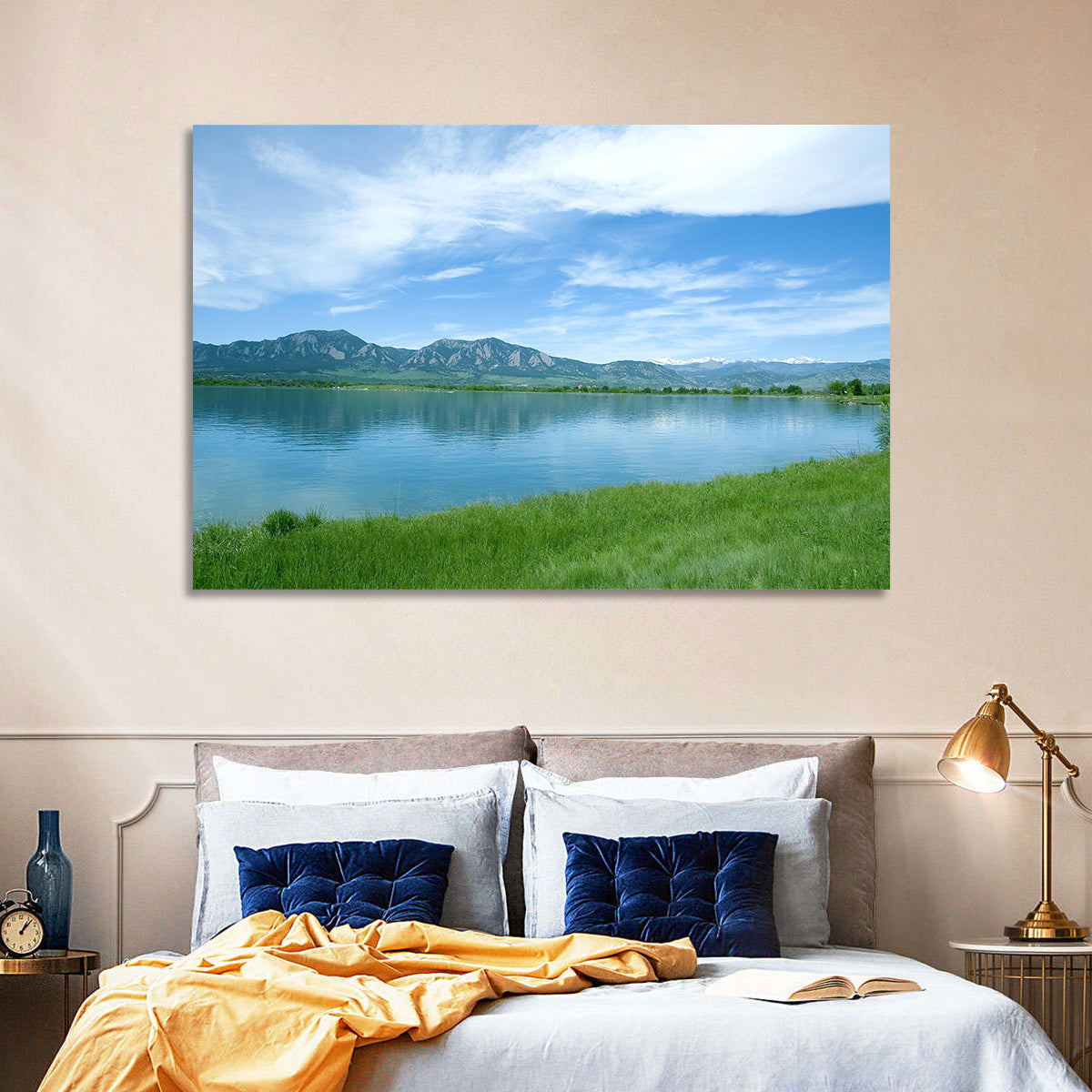 Boulder Reservoir and Flatirons Wall Art in a room, landscape