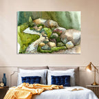 Watercolor Rock Garden Stream Wall Art