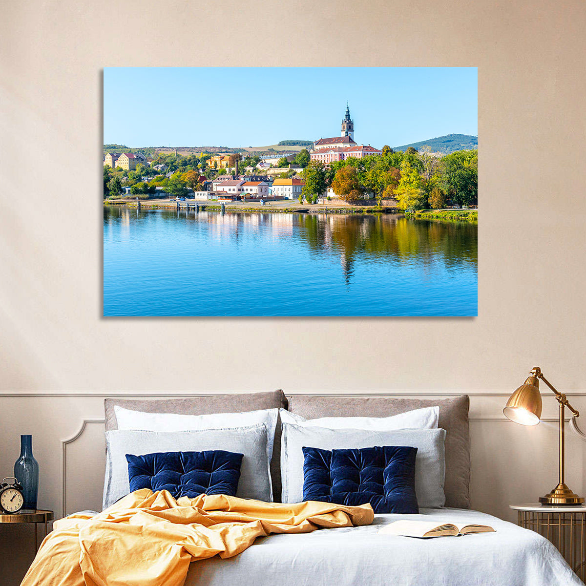 Roudnice Castle Riverbank Reflections Wall Art