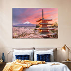 Chureito Pagoda and Mount Fuji at Sunset Wall Art